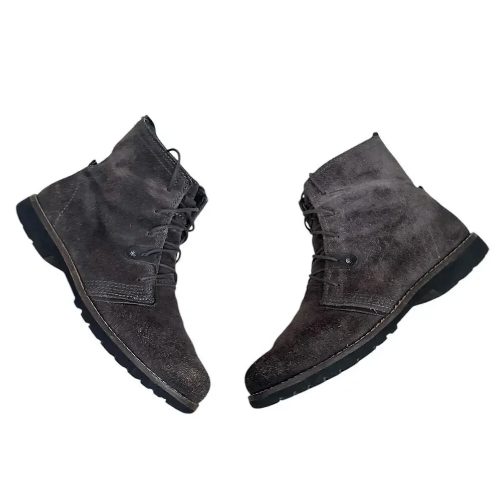 Bussola Keely Kalahari Silk Suede Ankle Boots Charcoal Gray EU 41 US 10 Combat